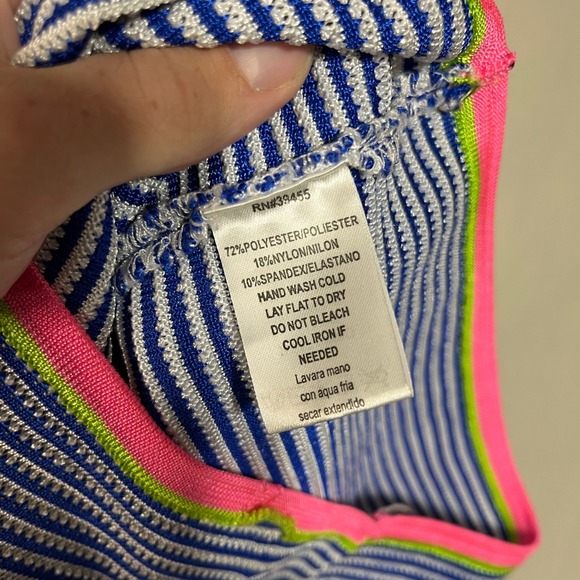 WOW Couture‎ Neon Stripe One Shoulder Bandage Bodycon Mini Dress Blue - Size M - Picture 5 of 9